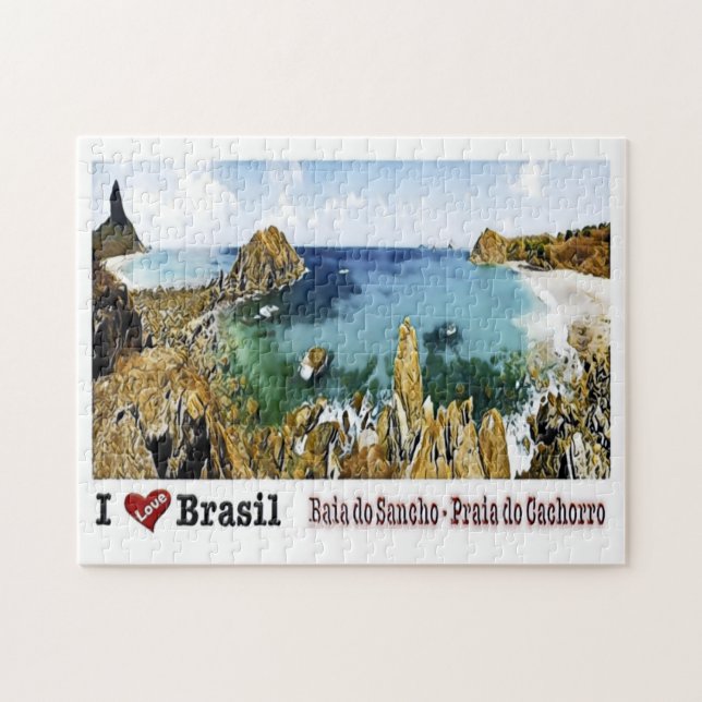 Baia do Sancho - I Love - Brazil - Jigsaw Puzzle (Horizontal)
