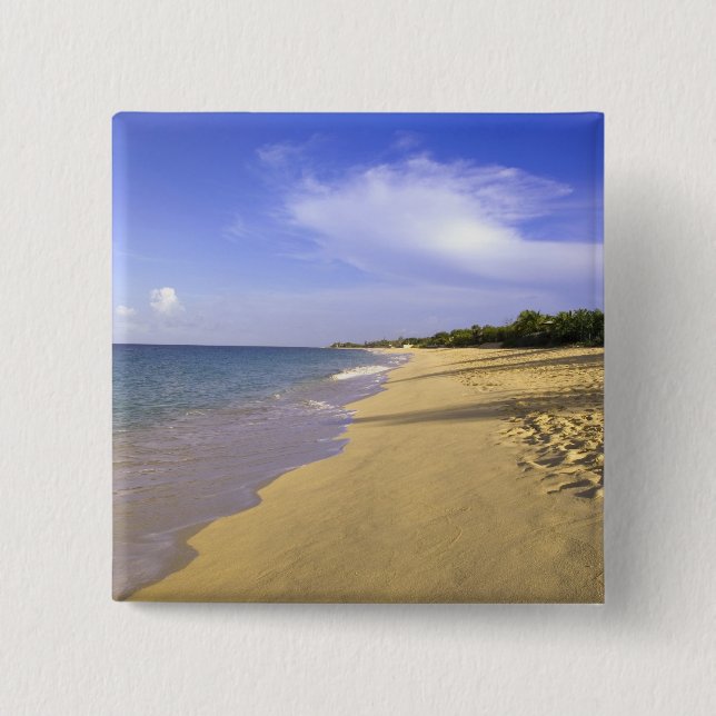 Baie Longue Long Bay beach, St. Martin, 15 Cm Square Badge (Front)