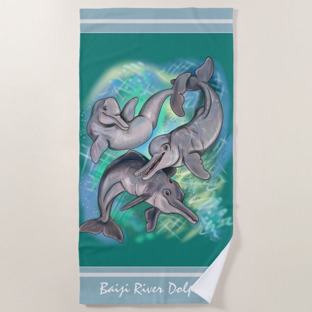Baiji River Dolphin lost echos Beach Towel (Front)