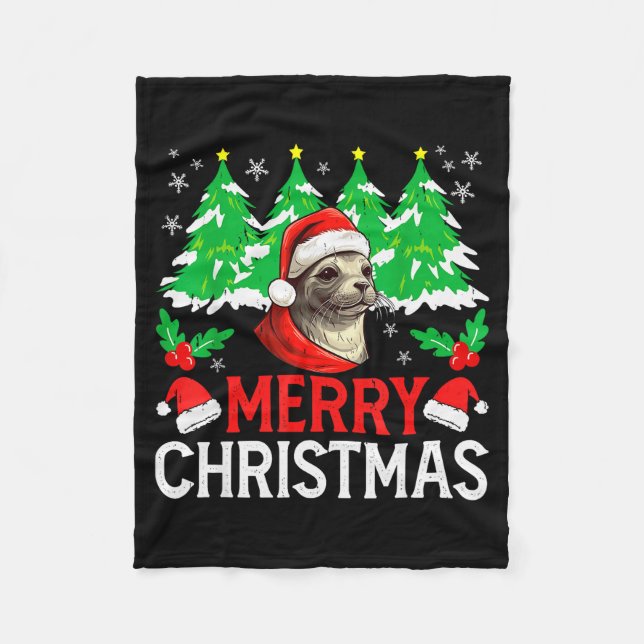 Baikal Seal Christmas Pajama Costume For Xmas Holi Fleece Blanket (Front)