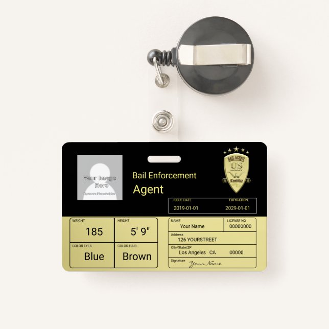 Bail Agent ID Badge (Back with Retractable)