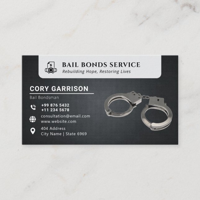 Bail Bond Services | Elegant Black  Business Card (Front)