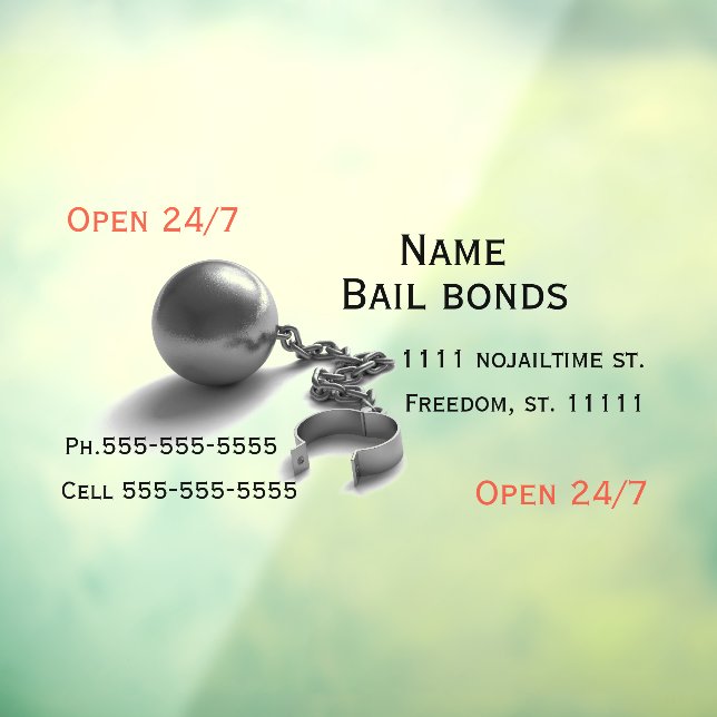 Bail bonds ball and chain business window cling (Sheet 3)
