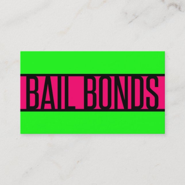 Bail Bonds Neon Green and Hot Pink Business Card (Front)