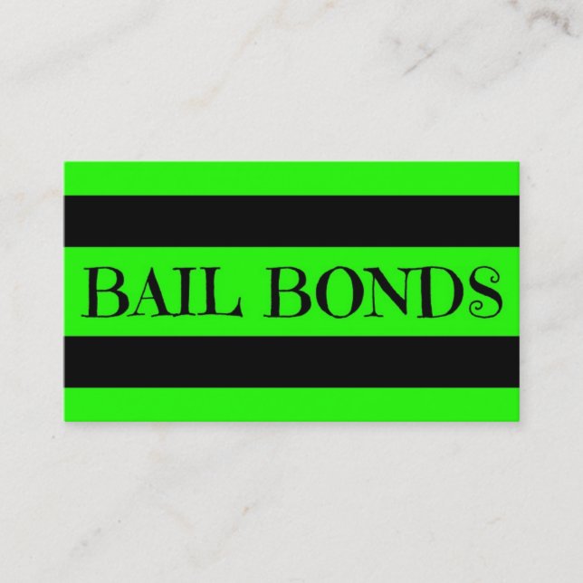 Bail Bonds Neon Green Business Card (Front)