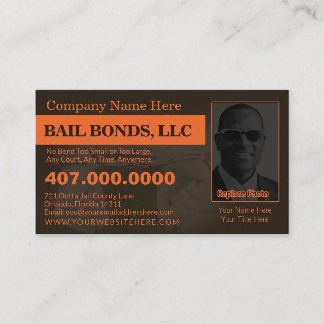 Bail Bonds Photo Customise Business Card Template (Front)