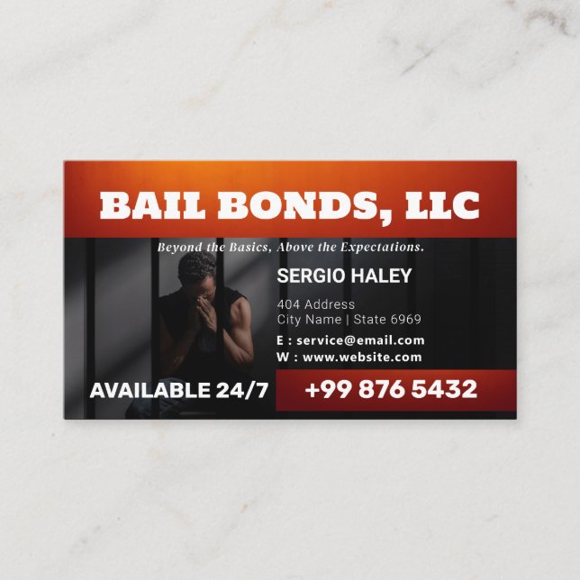 Bail Bonds Service | Black Red Business Card (Front)