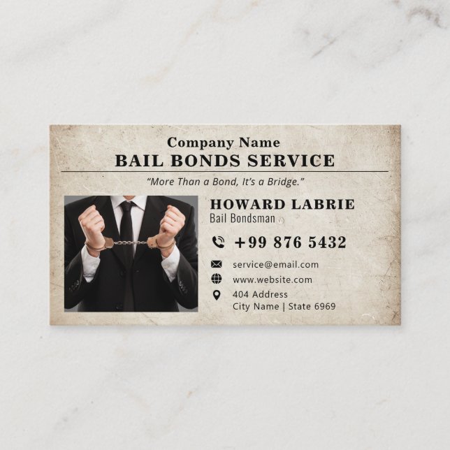 Bail Bonds Service | Classic Vintage Business Card (Front)