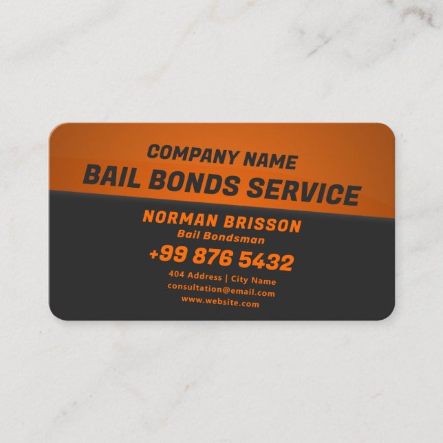 Bail Bonds Service | Dark Orange Business Card (Front)