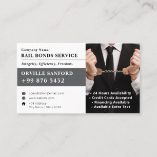 Bail Bonds Service   Elegant White Business Card