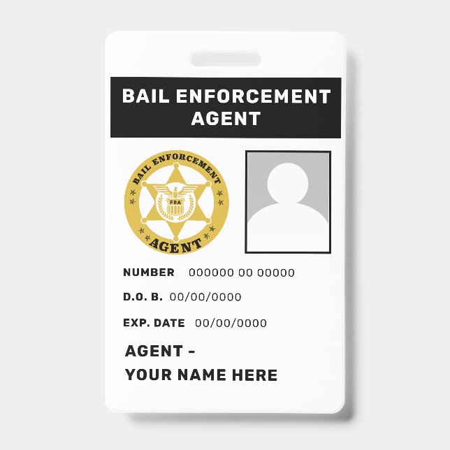 BAIL ENFORCEMENT AGENT Badge ID Badge (Front)