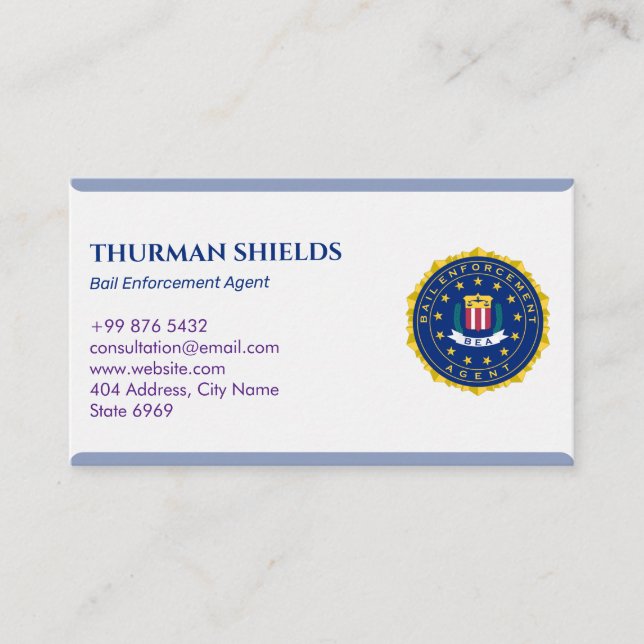 Bail Enforcement Agent | Elegant White Business Card (Front)