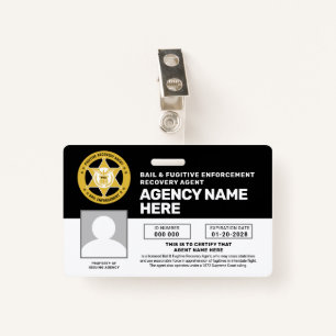 BAIL & FUGITIVE RECOVERY AGENT BADGE  ID BADGE
