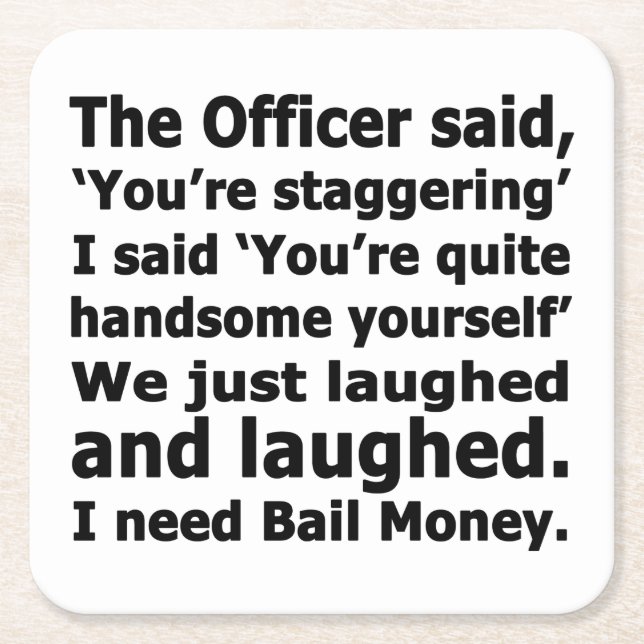 Bail Money Square Paper Coaster (Front)