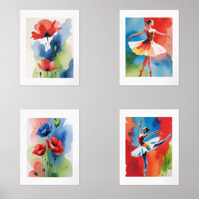 Bailarina Flores aquarela decoration home - hotel (Front)