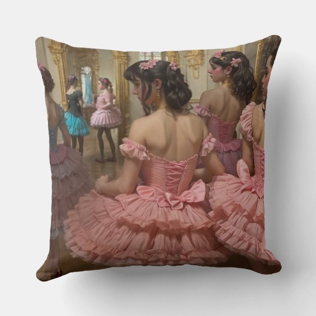Bailarinas en una gran sala de estilo rocóco cushion (Back)