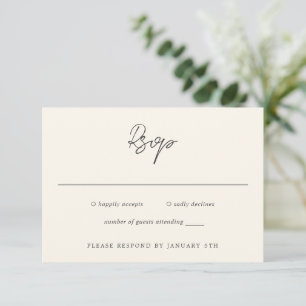 Bailee Cream Modern Wedding RSVP Card