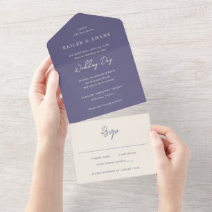 Bailee Dusty Purple Modern Wedding All In One Invitation