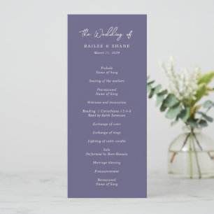 Bailee Dusty Purple Modern Wedding Programme