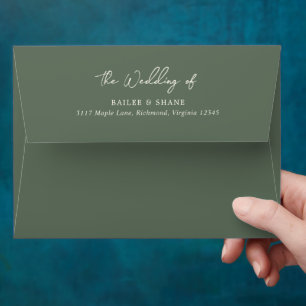 Bailee Olive Green Modern Wedding Envelope