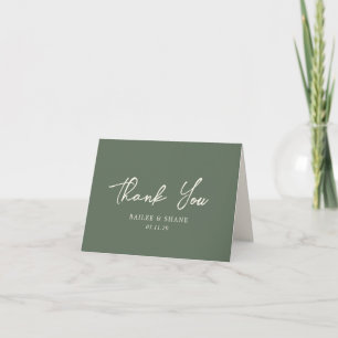 Bailee Olive Green Modern Wedding Thank You Card