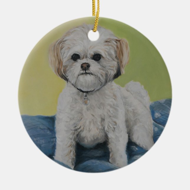 Bailey Bichon/shihtzu Art Ornament (Front)
