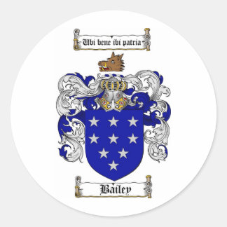 BAILEY FAMILY CREST -  BAILEY COAT OF ARMS CLASSIC ROUND STICKER