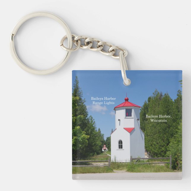 Baileys Harbour Range Lights acrylic key chain (Front)