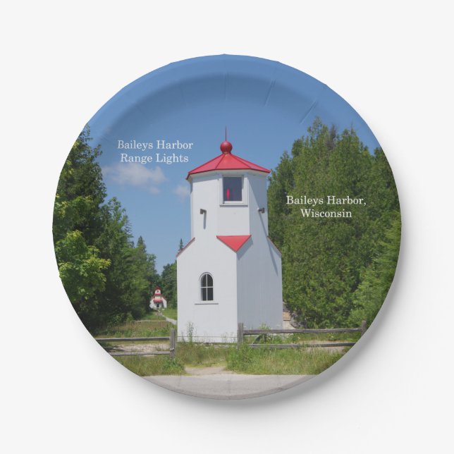Baileys Harbour Range Lights paper plate (Front)