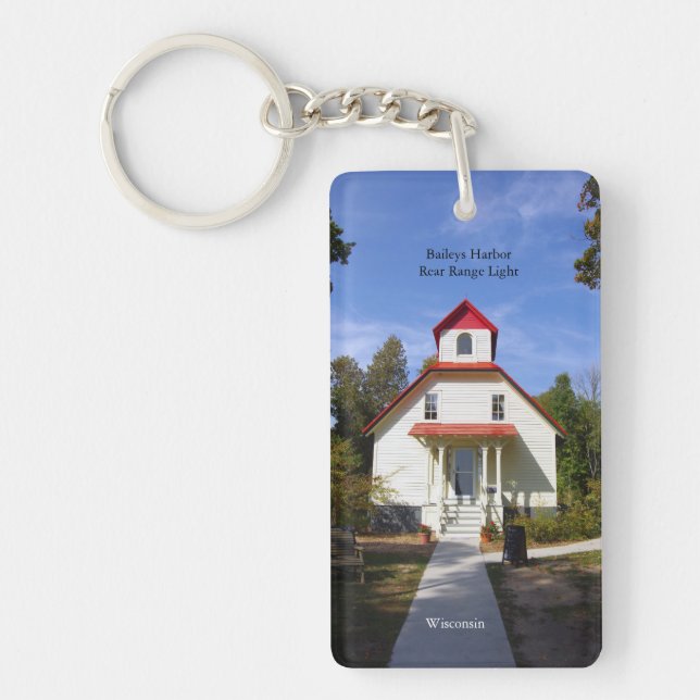 Baileys Harbour Rear Range Light acrylic key chain (Front)