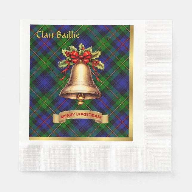 Baillie Personalised Tartan Christmas Napkin (Front)