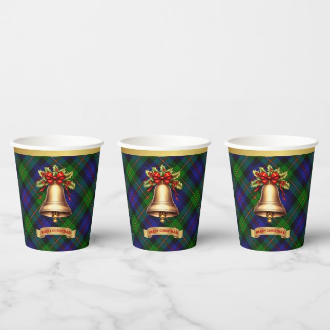 Baillie Personalised Tartan Christmas Paper Cups (Multi)