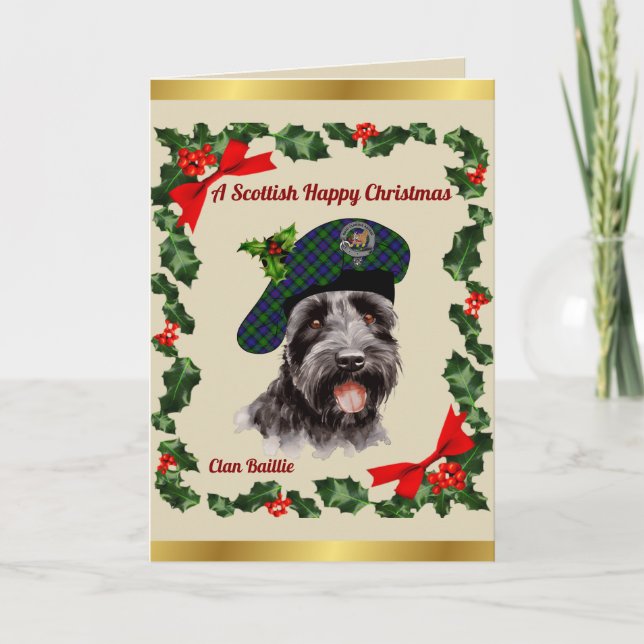 Baillie Scottie Dog Personalised Xmas Card (Front)