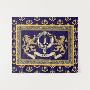 Bain Clan Badge Personalised Blue Tapestry