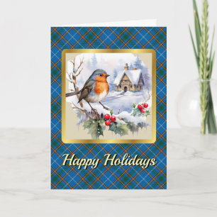 Bain Crest & Tartan w/Robin Personalised  Card