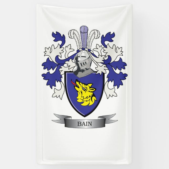 Bain Family Crest Coat of Arms Banner (Vertical)