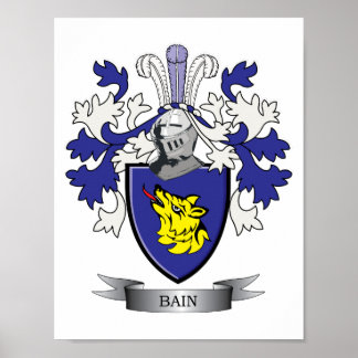 Bain Family Crest Coat of Arms Poster