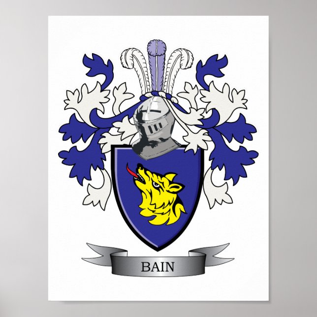 Bain Family Crest Coat of Arms Poster (Front)