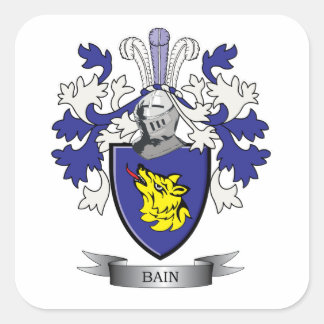 Bain Family Crest Coat of Arms Square Sticker