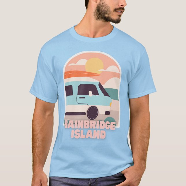 Bainbridge Island Beach Retro Pastel Colours Sun S T-Shirt (Front)