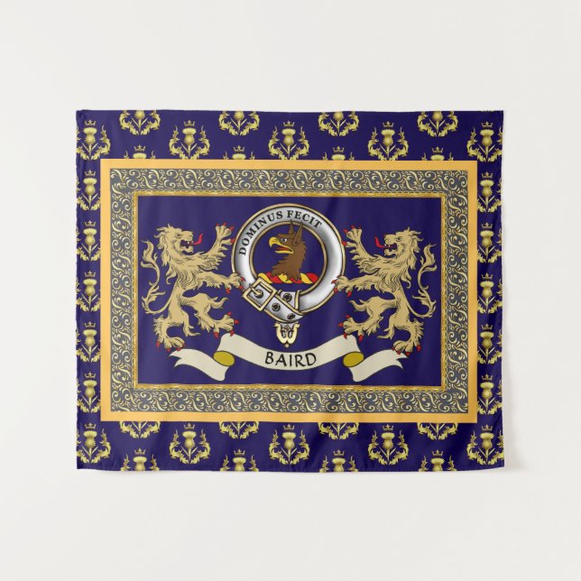 Baird Clan Badge Personalised Blue Tapestry (Front (Horizontal))