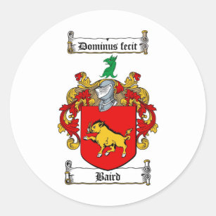 BAIRD FAMILY CREST -  BAIRD COAT OF ARMS CLASSIC ROUND STICKER