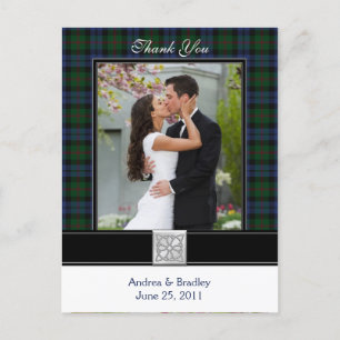 Baird Tartan Wedding Thank You Postcard