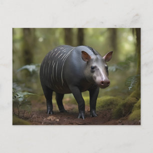 Baird's tapir in forest postcard