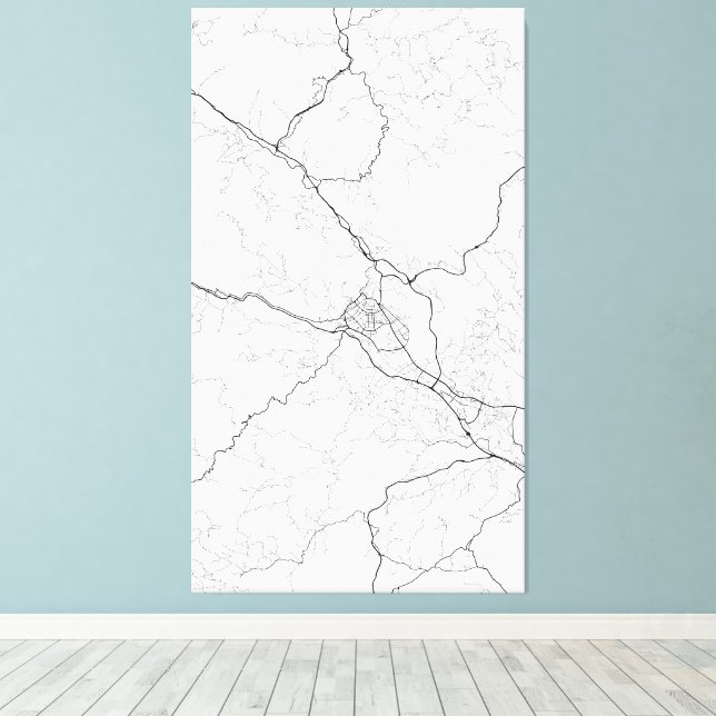 Baise City Map Print, Guangxi China Wall Art, Mode Canvas Print (Insitu(Wood Floor))