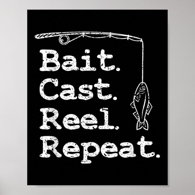 Bait Cast Reel Repeat Fishing  Poster (Front)