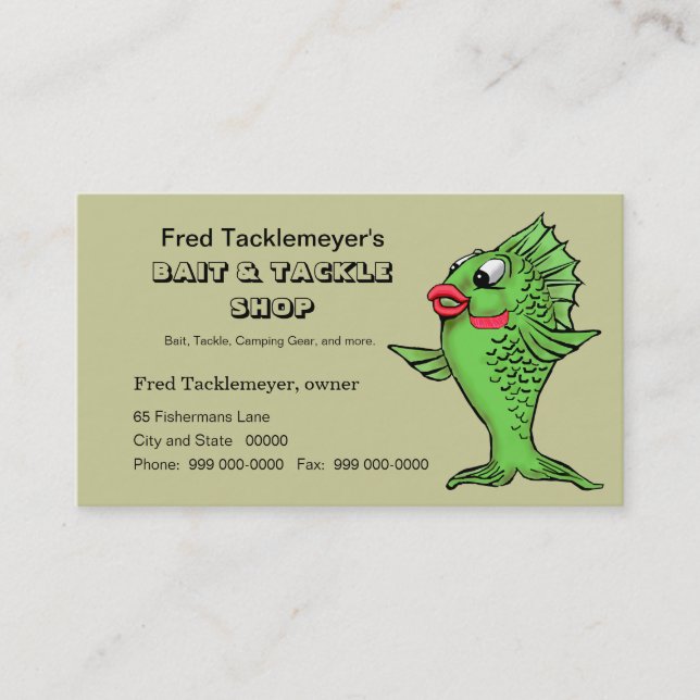 Bait  & Tackle Shop, Fishing Gear Business Card (Front)