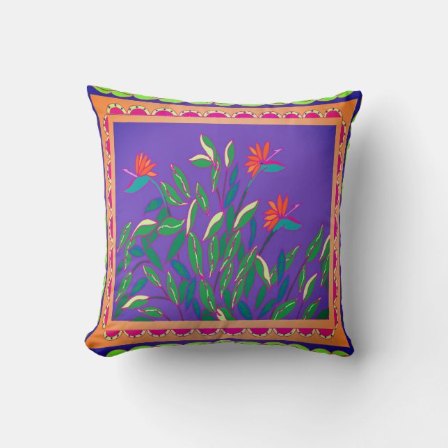 Baja Bird of Paradise Throw Pillow (Front)