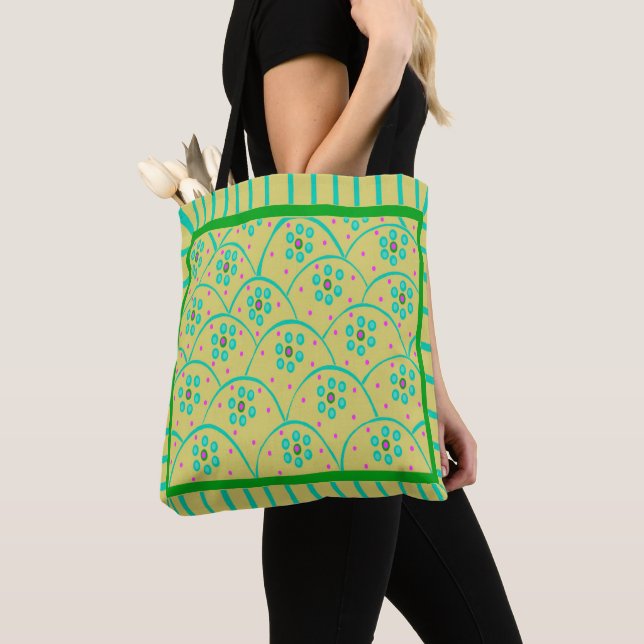 Baja Blooms Yellow Tote Bag (Close Up)
