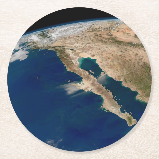Baja California And The Pacific Coast Of Mexico. Round Paper Coaster (Front)